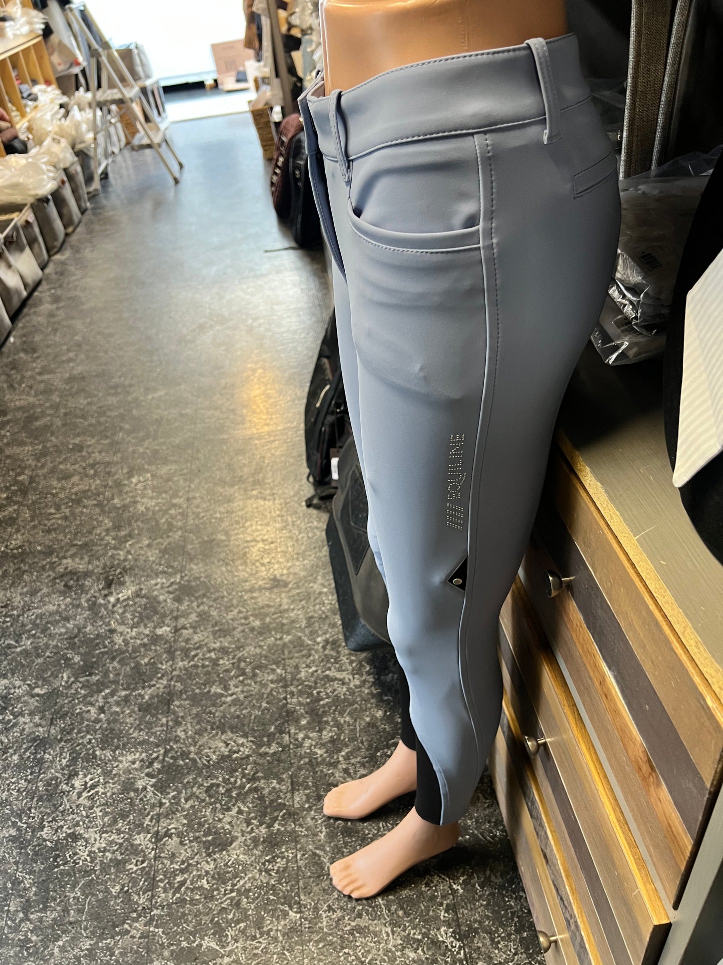 Equiline Women's Ash With Crystals Knee Grip Breeches