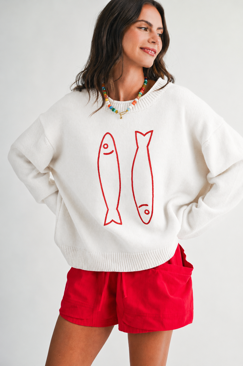 3434GK Oversized Graphic Knit Sweater
