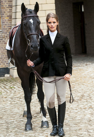 Winston Equestrian Coat Contrast  Black w/ Burgundy Piping