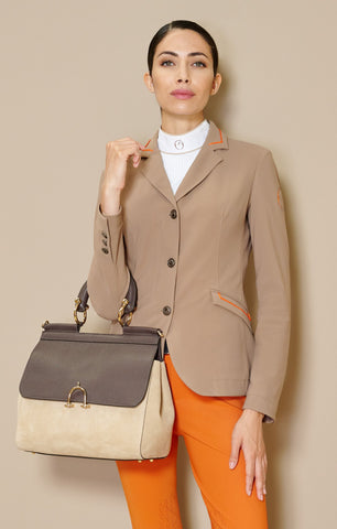 Winston Equestrian Coat Contrast  Navy w/ Taupe Suede Collar