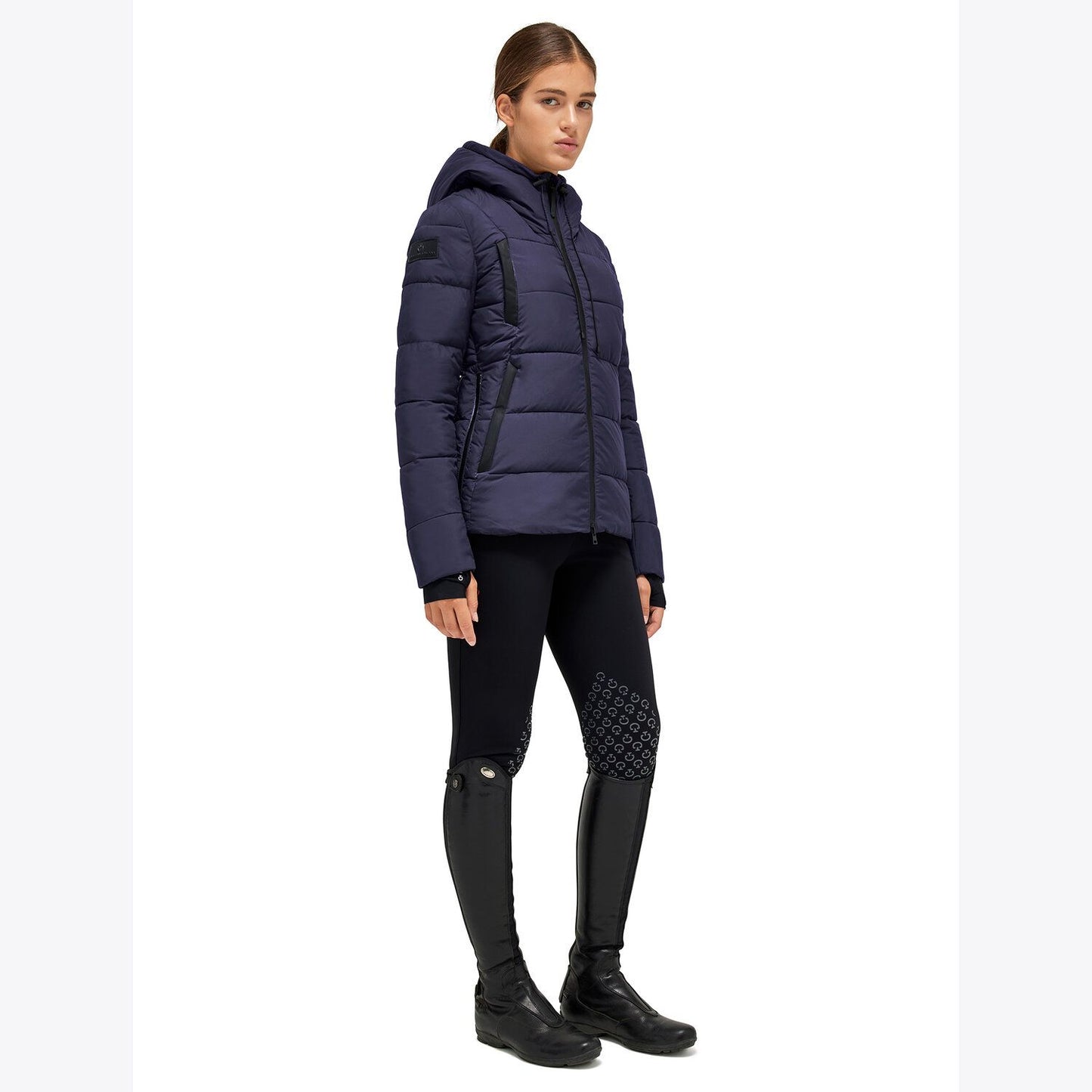 Cavalleria Toscana Women's Matte Jersey Quilted Hooded Puffer Jacket