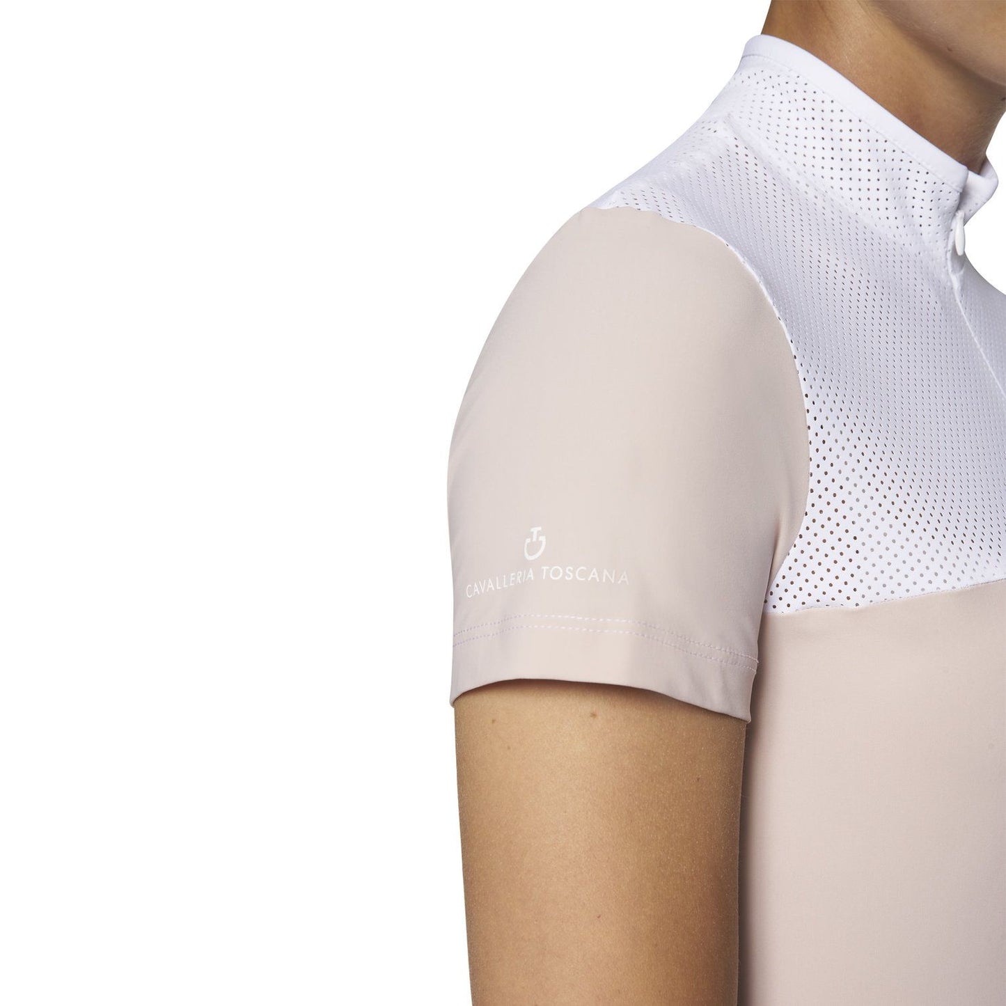 Cavalleria Toscana WOMEN'S SHORT-SLEEVED POLO WITH PERFORATED BIB