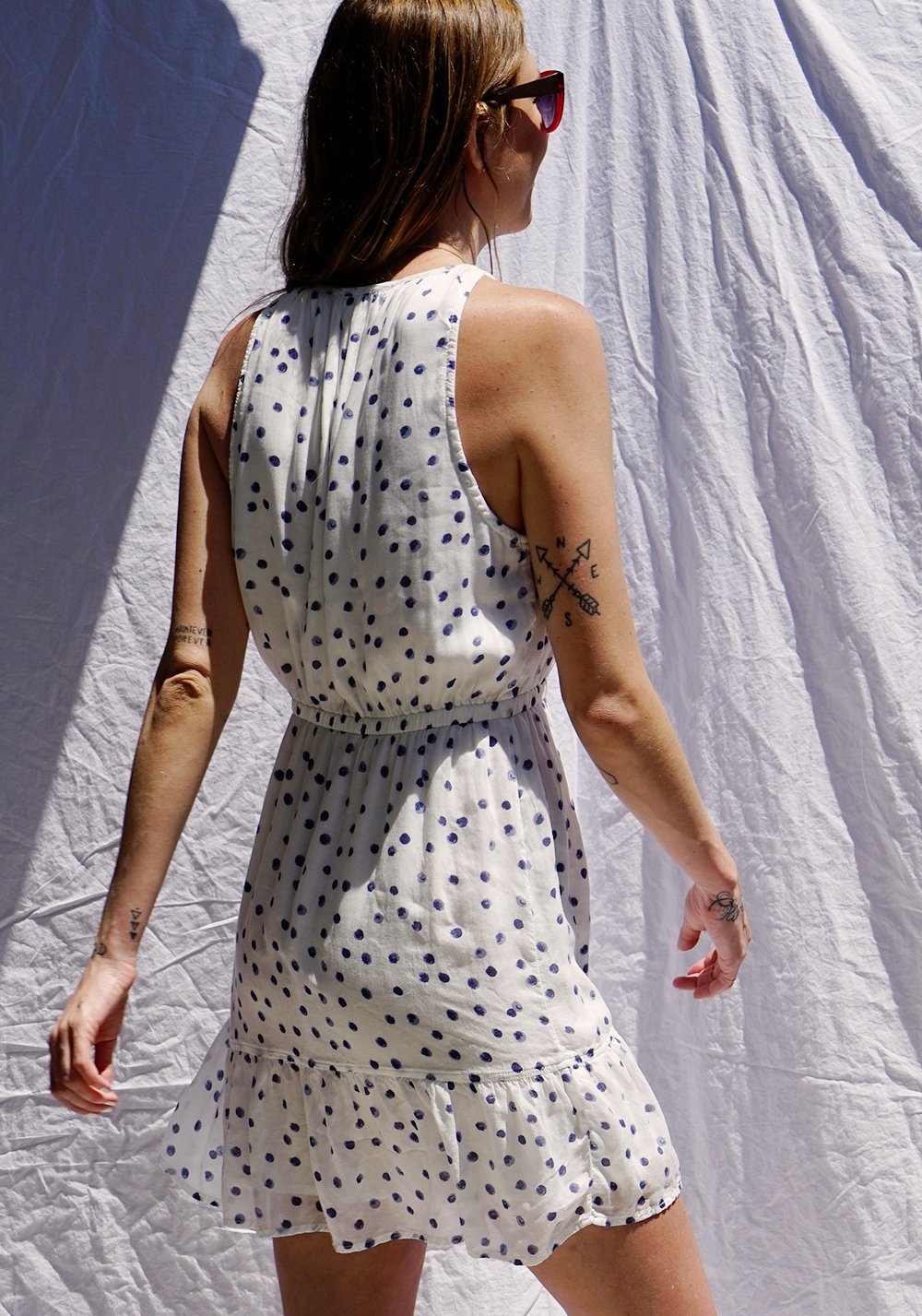 Bella Dahl Shirred Halter Dress Dots - Luxe EQ