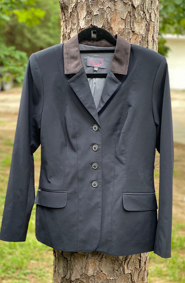 Winston Equestrian Coat Sale 40R Navy with Carcoal Suede Collar - Luxe EQ
