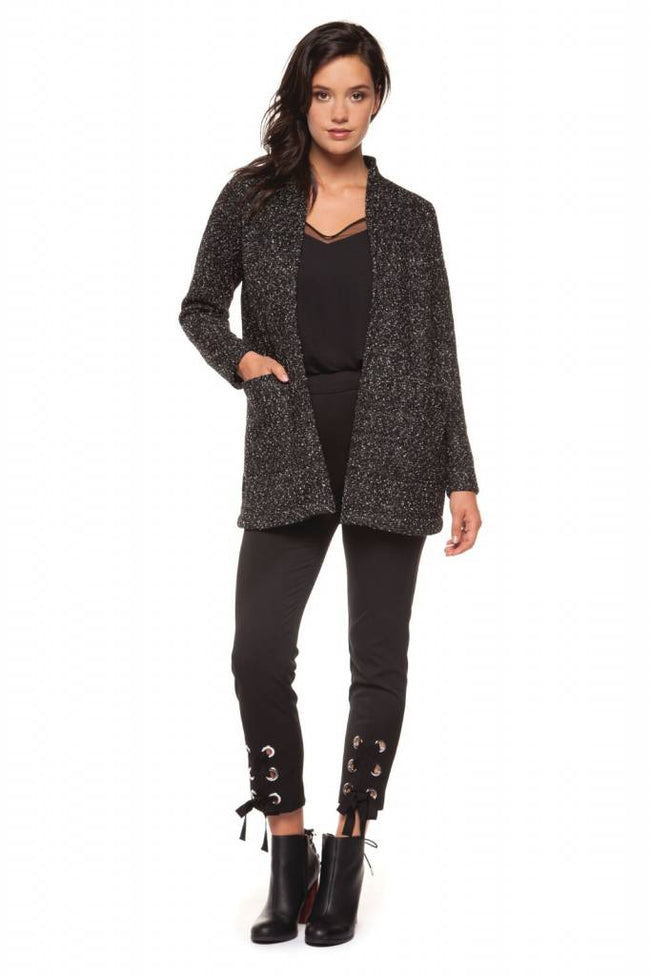 Black Tape Open Jacket with Pockets - Luxe EQ