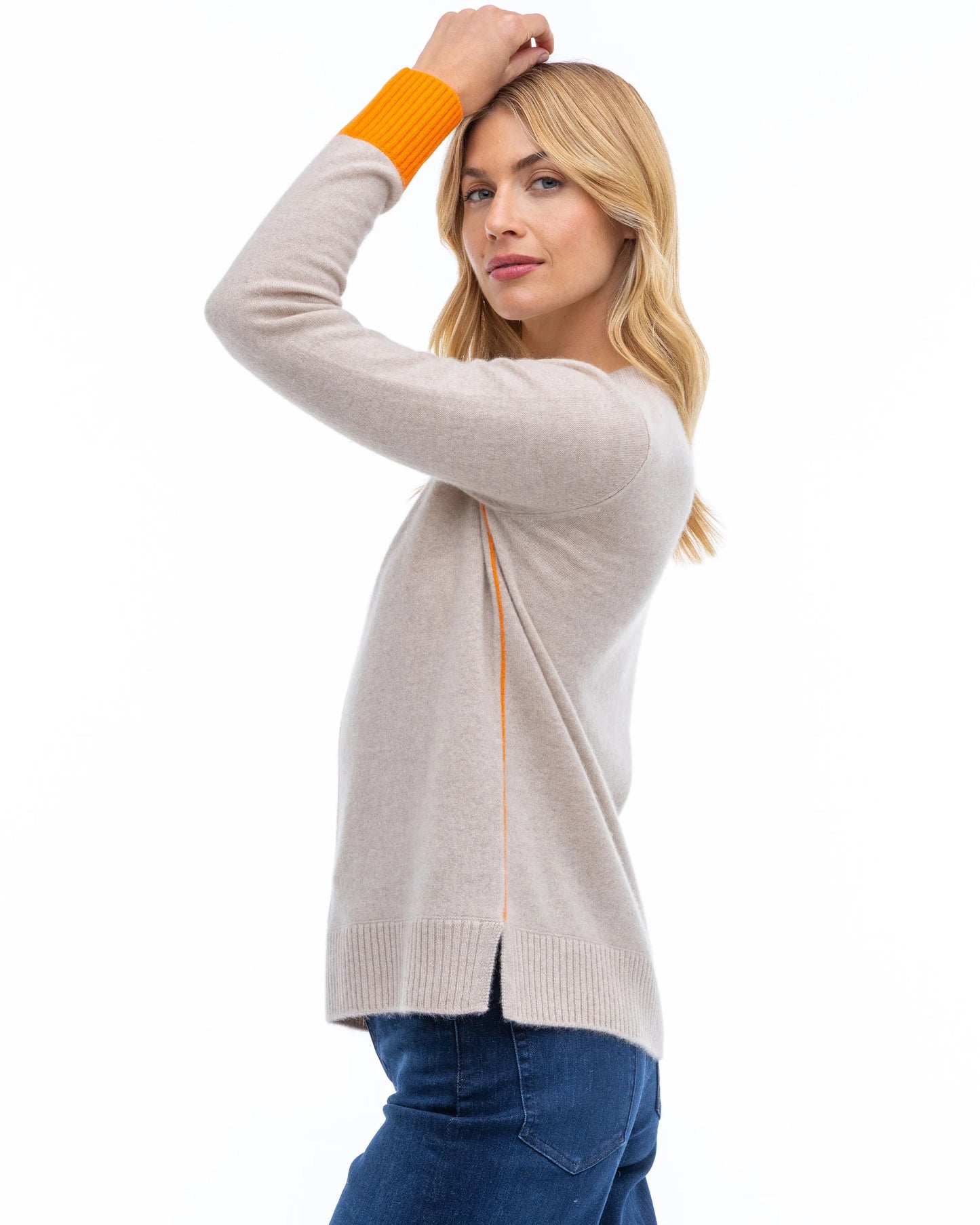 Pura Cashmere Contrast Crew