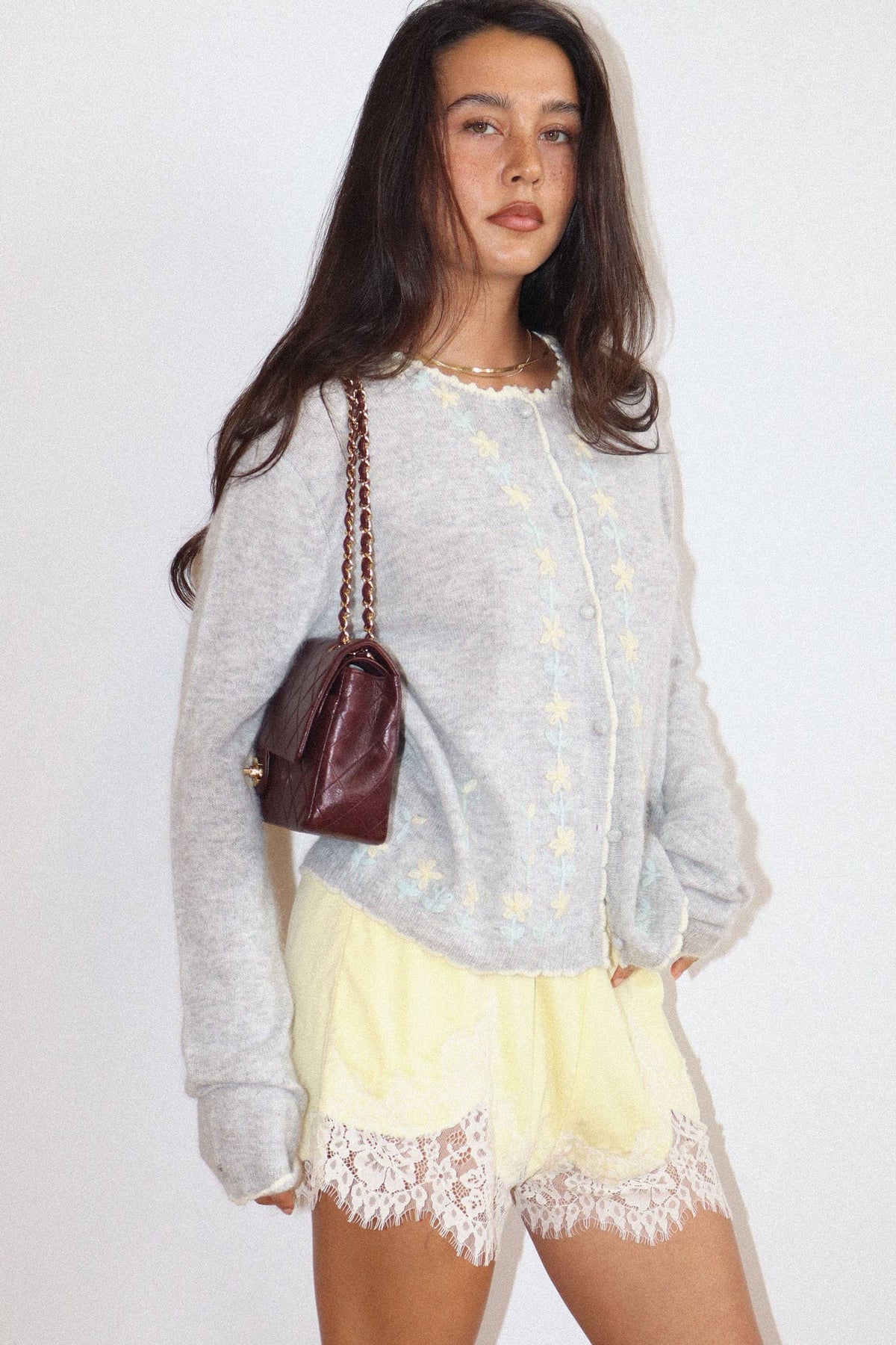 Daisy Embroidered Knit Cardigan