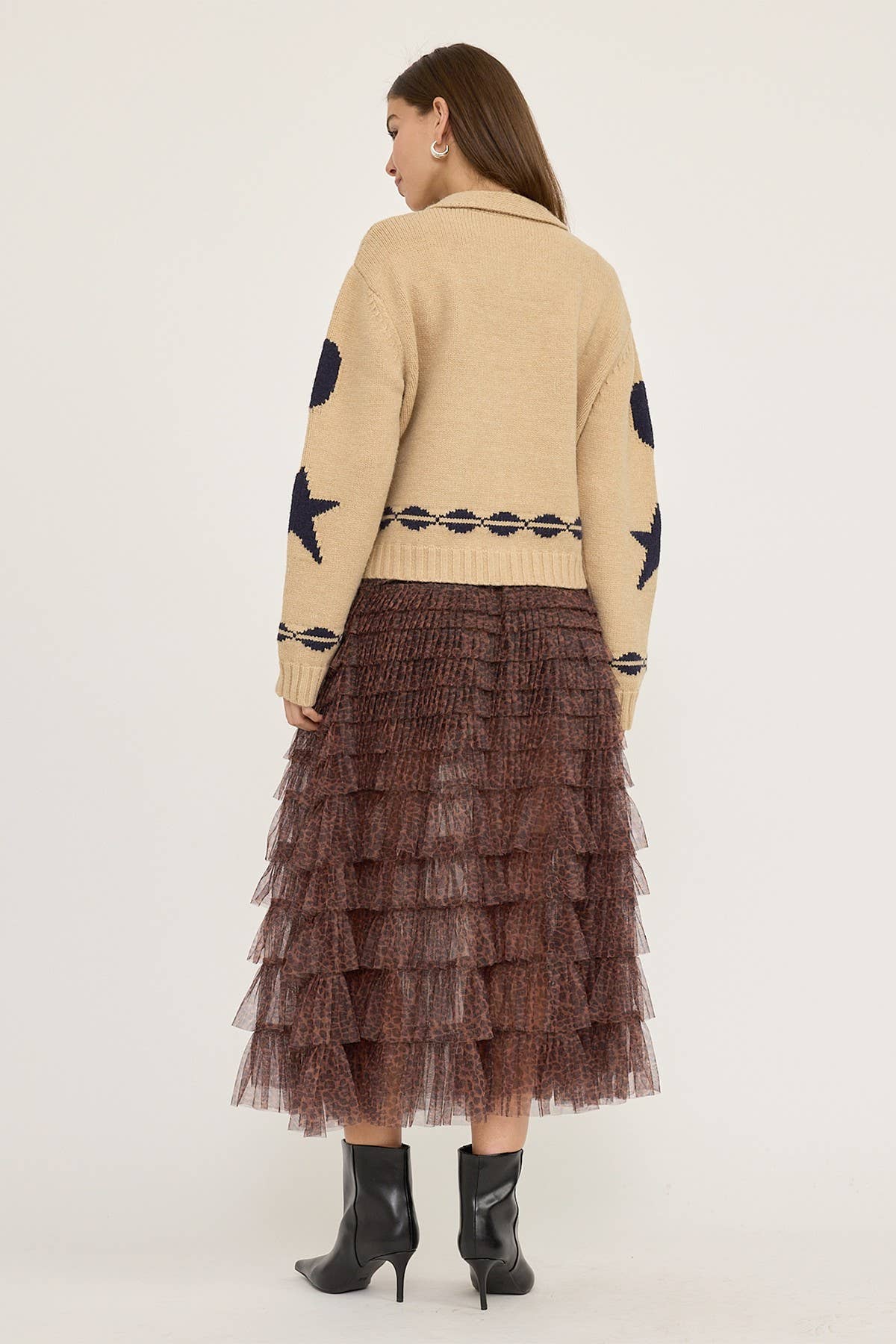 Cozy STAR AND MOON Pattern Zip Sweater Jacket-RSW1001 - Luxe EQ