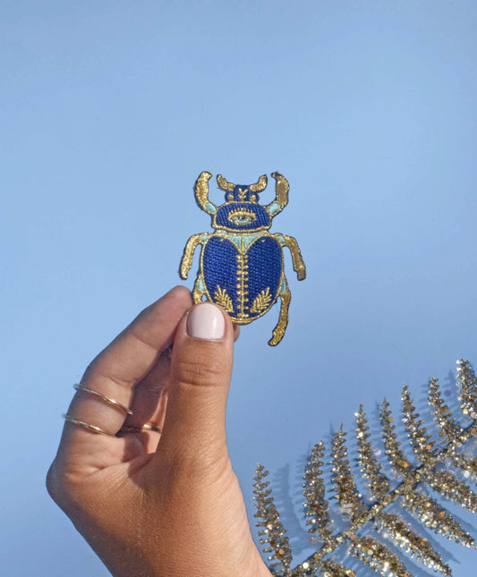Golden Iron-On Patch Beetle