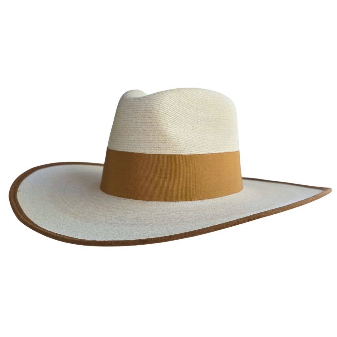 Fia Straw Western Crown Hat- Bleach Straw - Luxe EQ