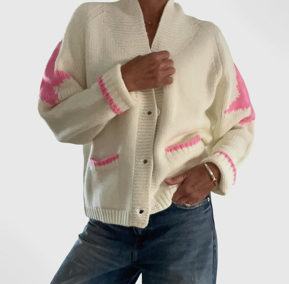 Pink Pineapple Varsity Cardigan - Luxe EQ