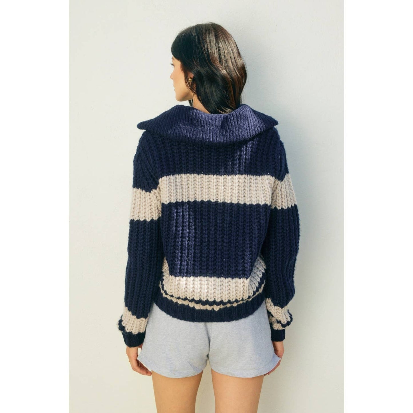 Striped Sweater Jacket - Luxe EQ