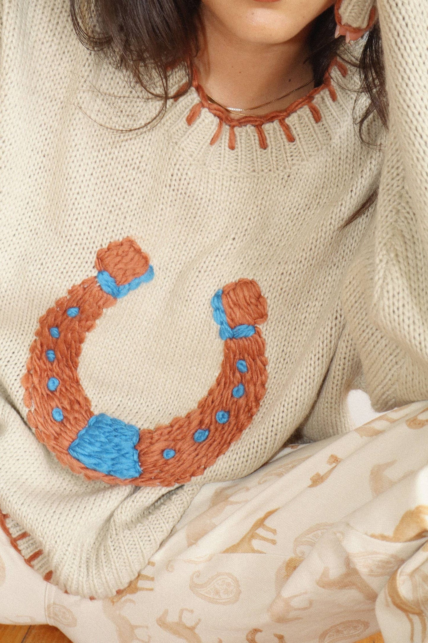Horseshoe Stitch Oversized Sweater - Luxe EQ