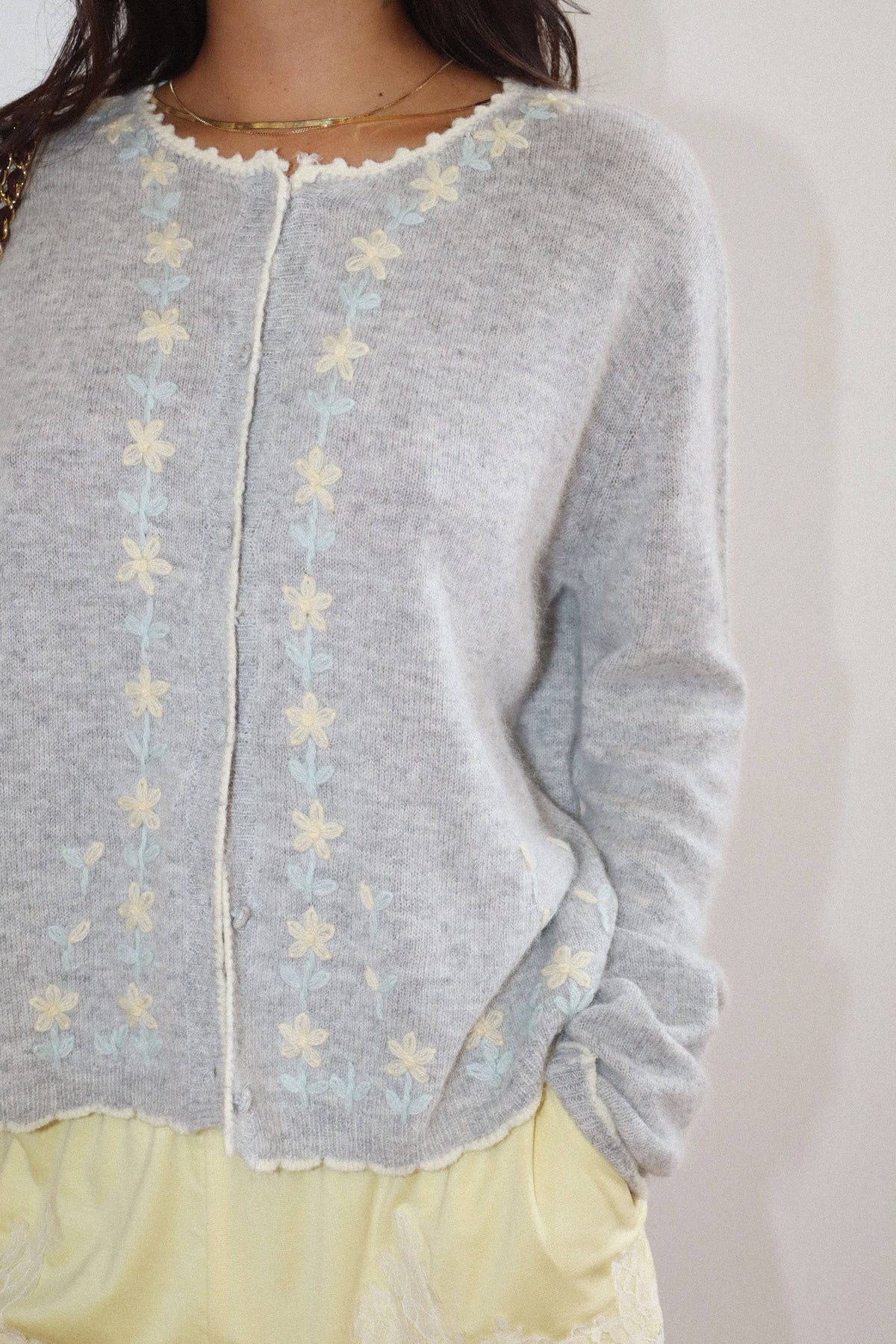Daisy Embroidered Knit Cardigan