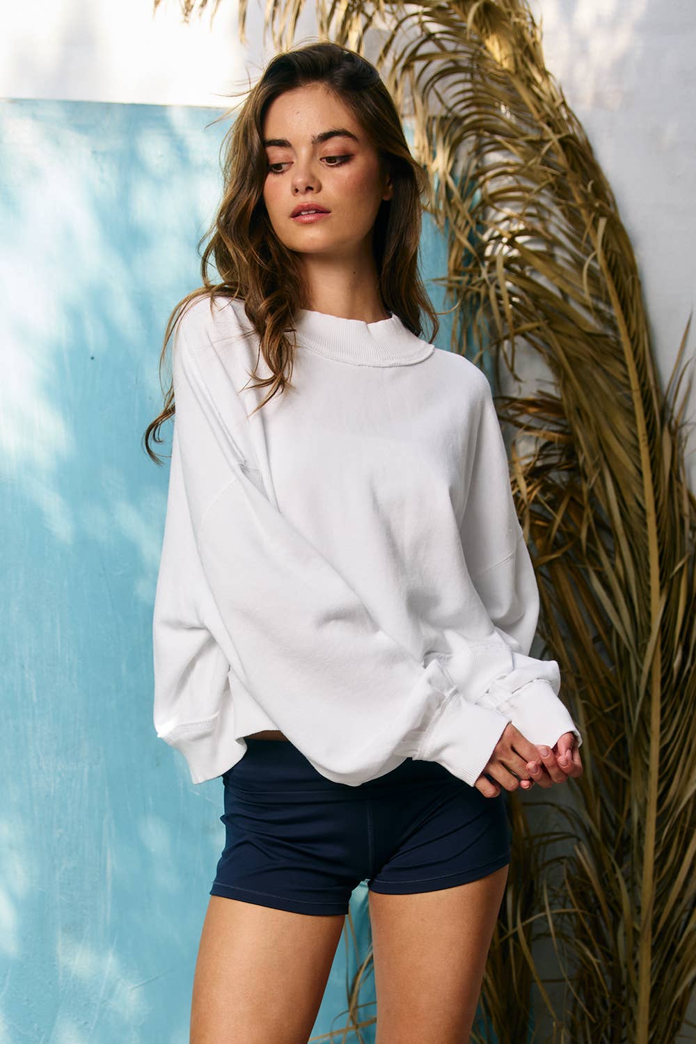 IT3095 Mock-neck Cropped Terry Sweatshirt