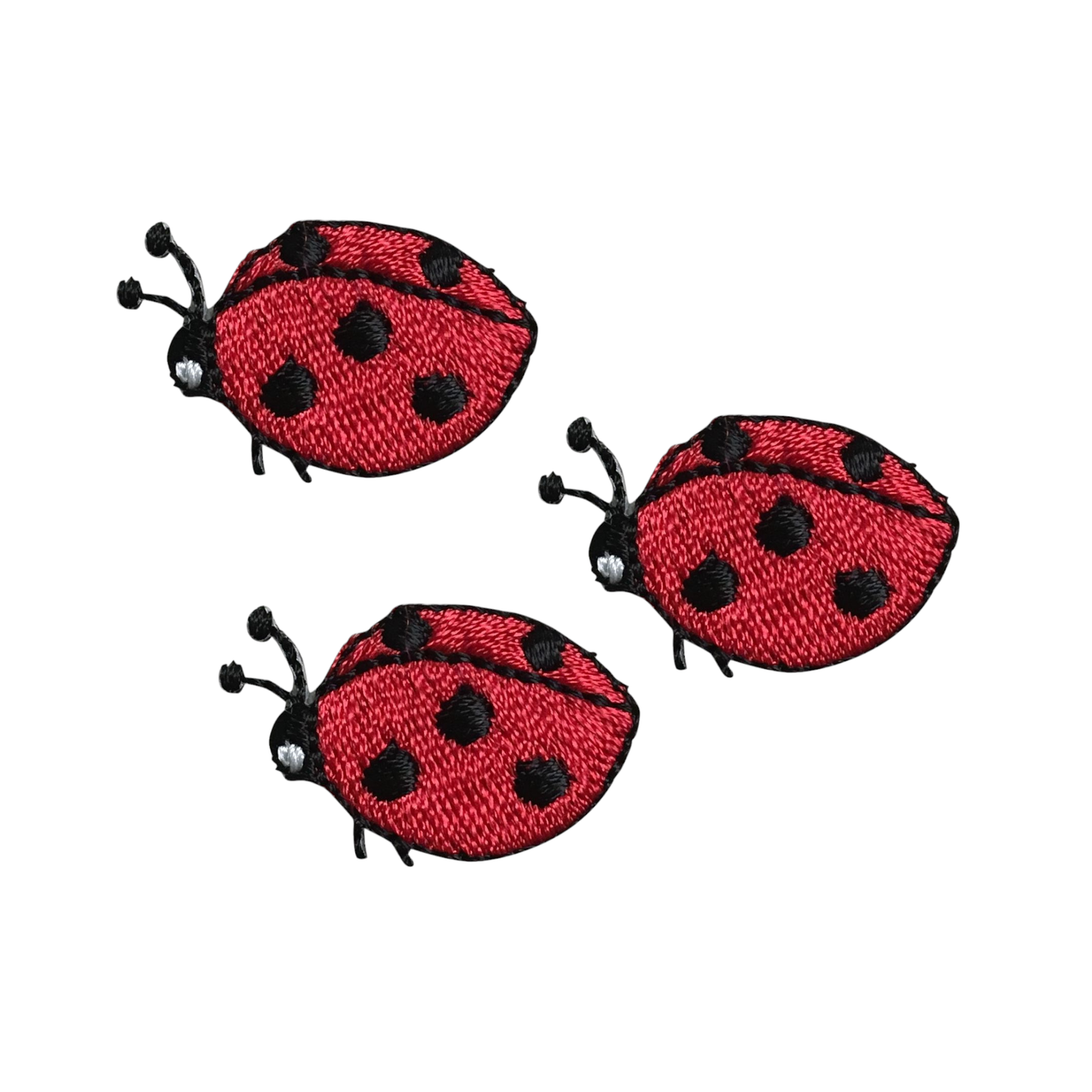 Set of 3, Mini Ladybug - Red/Black - Iron on Patch