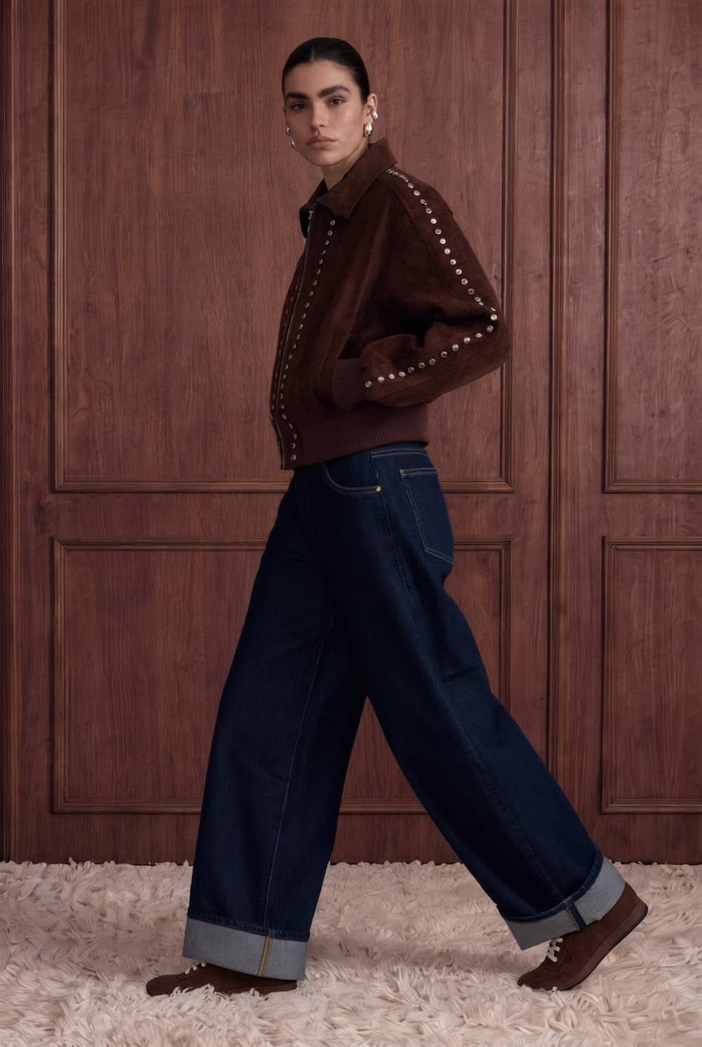 Studded Suede Bomber Jacket - Luxe EQ