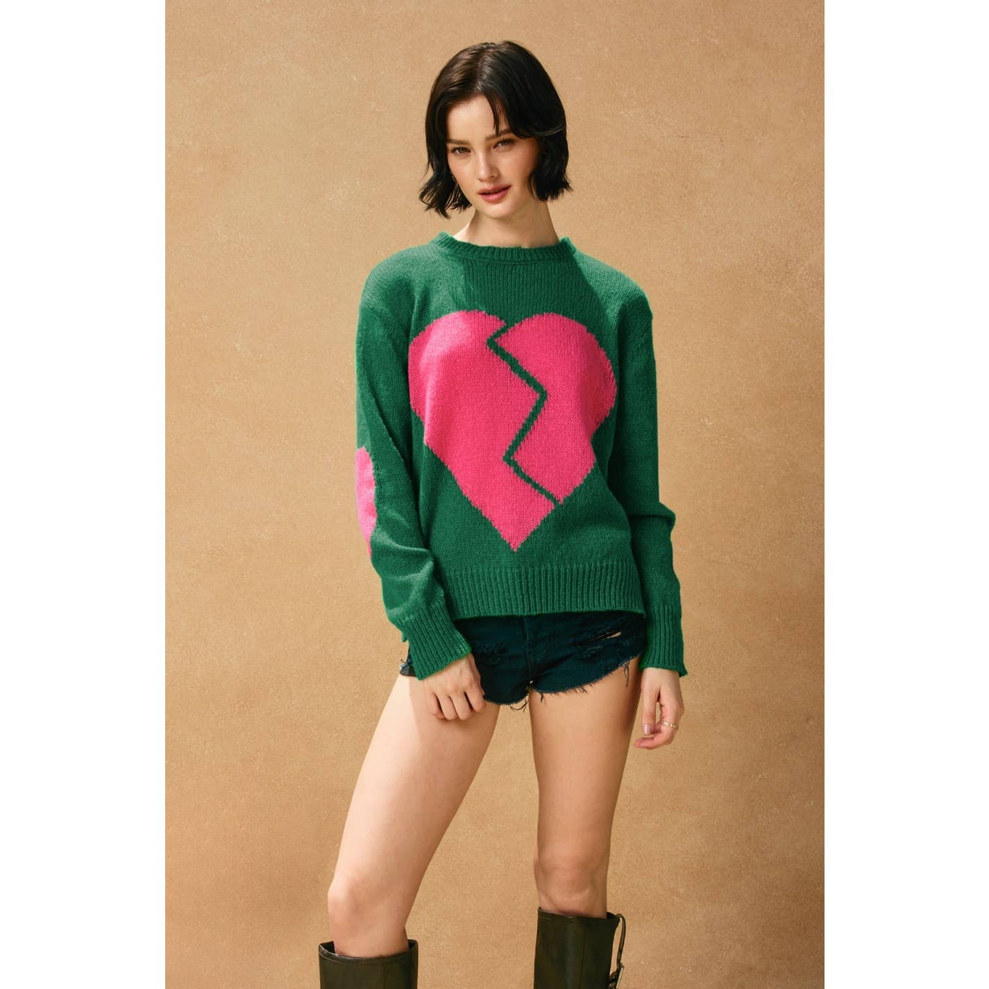 Broken Heart Relaxed Sweater - Luxe EQ