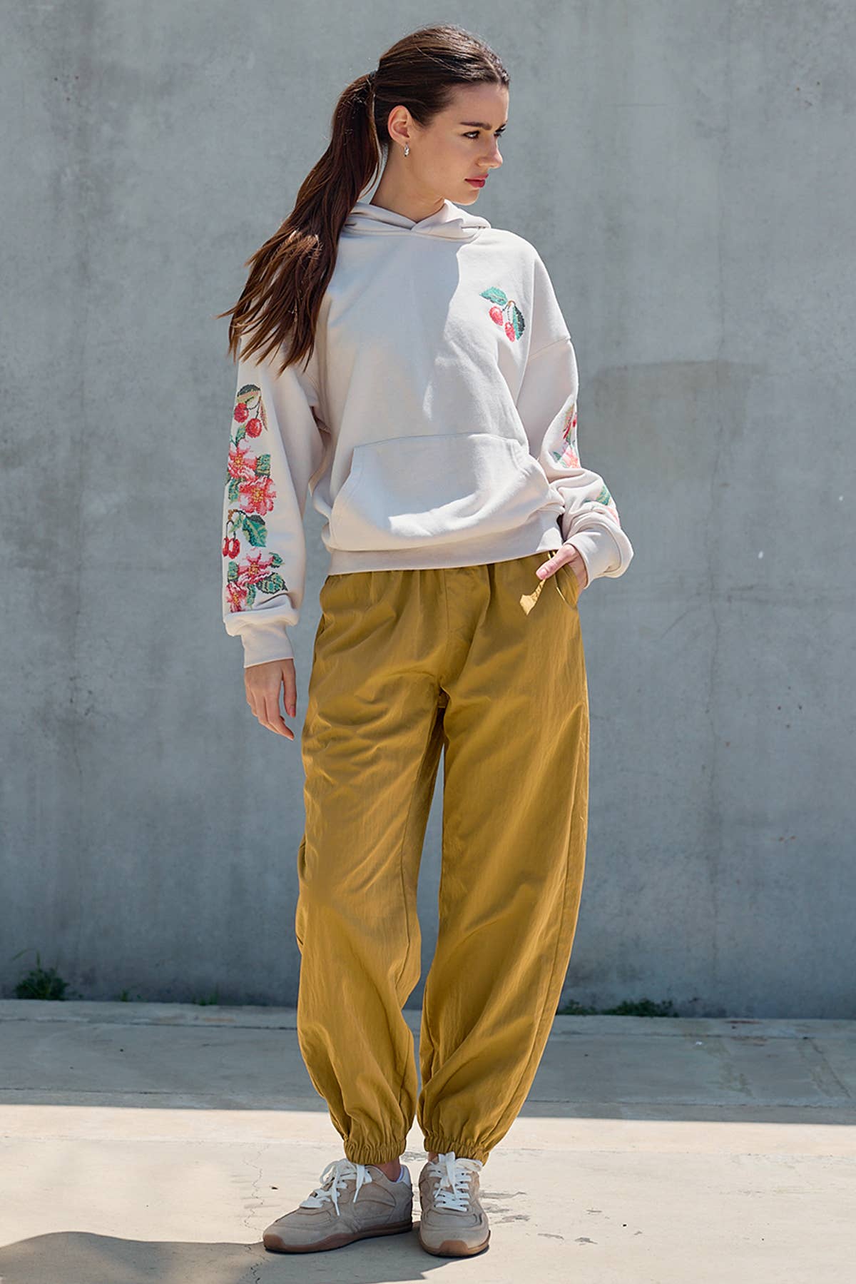 Floral Embroidery Pullover Hoodie Sweatshirt - RTK1174 - Luxe EQ