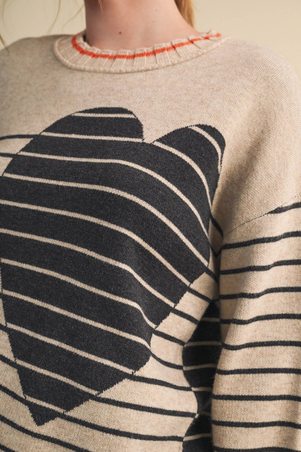 &MERCI HEART STRIPED SWEATER MSW11425