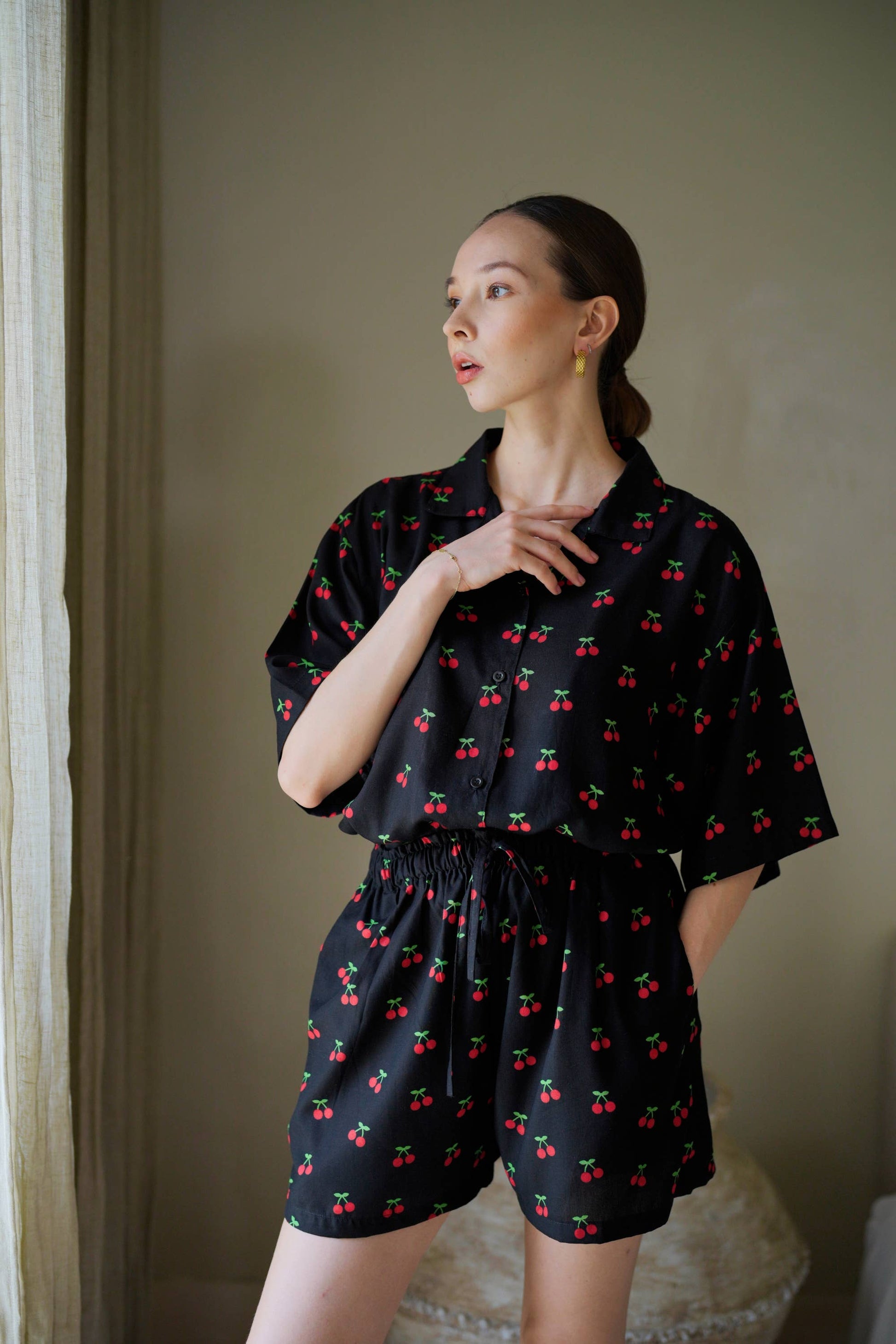 Cherry-Print Travel Matching Set - Luxe EQ