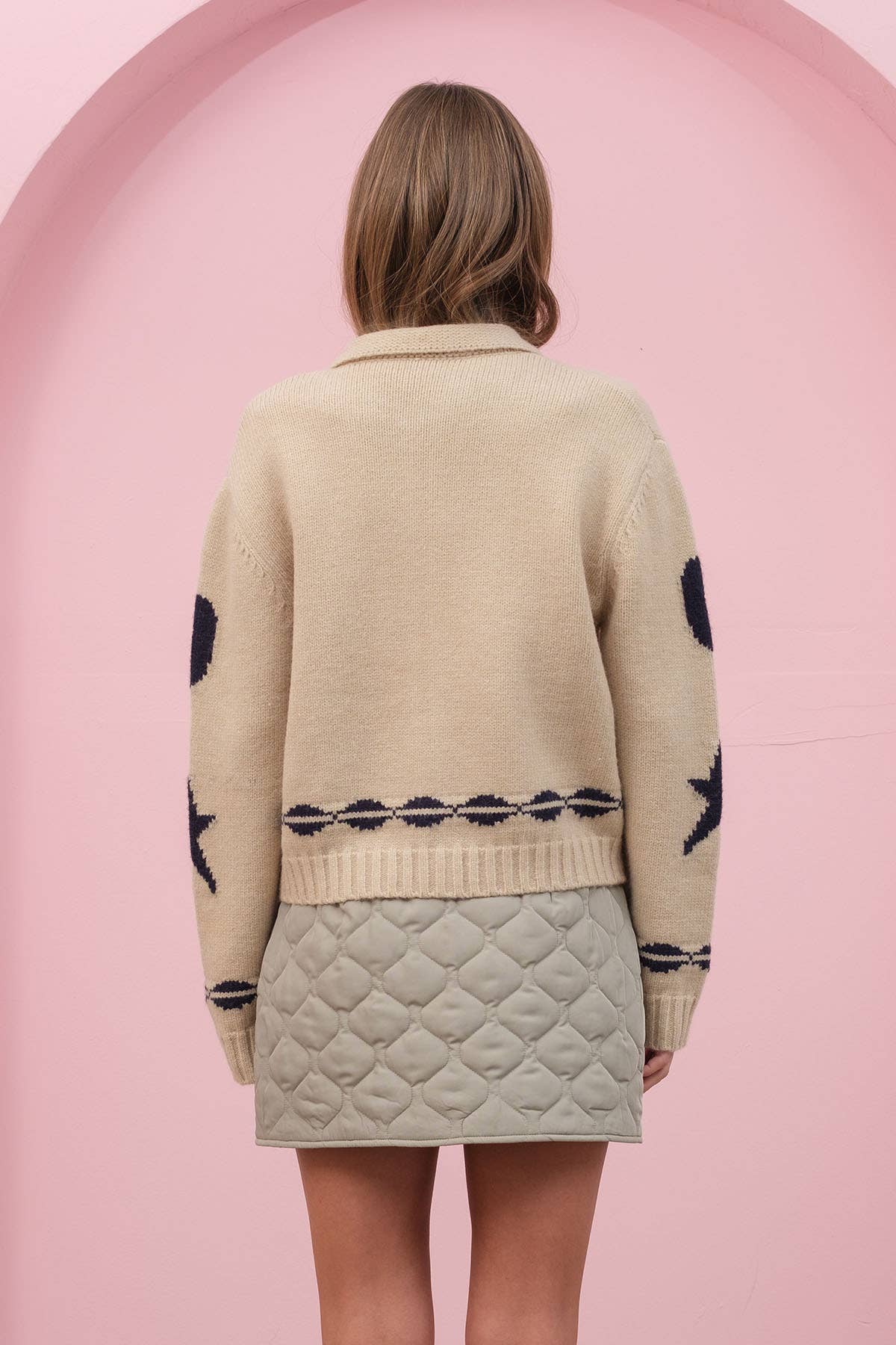Cozy STAR AND MOON Pattern Zip Sweater Jacket-RSW1001 - Luxe EQ