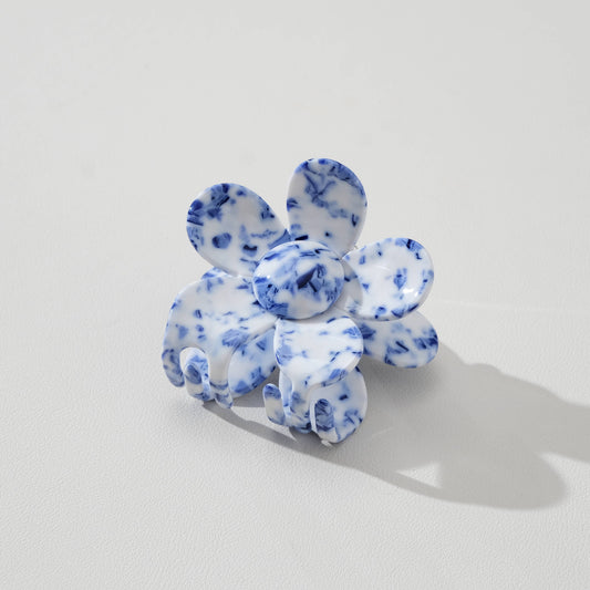 Jasmine Coastal Blue Flower Claw Clip - Medium - Luxe EQ