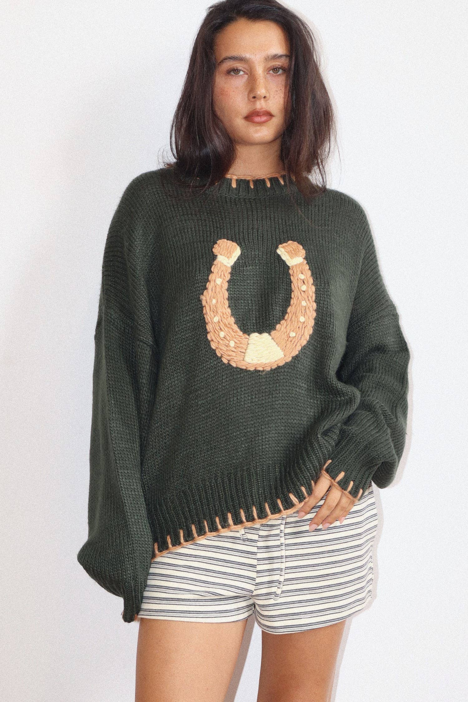 Horseshoe Stitch Oversized Sweater - Luxe EQ