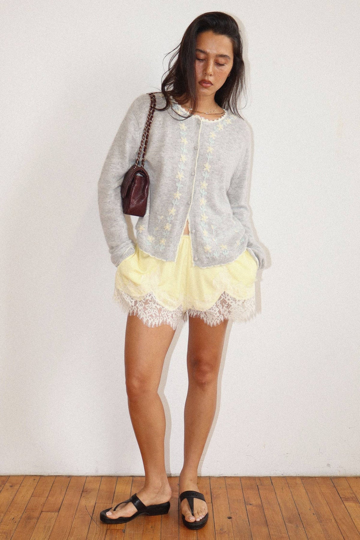 Daisy Embroidered Knit Cardigan