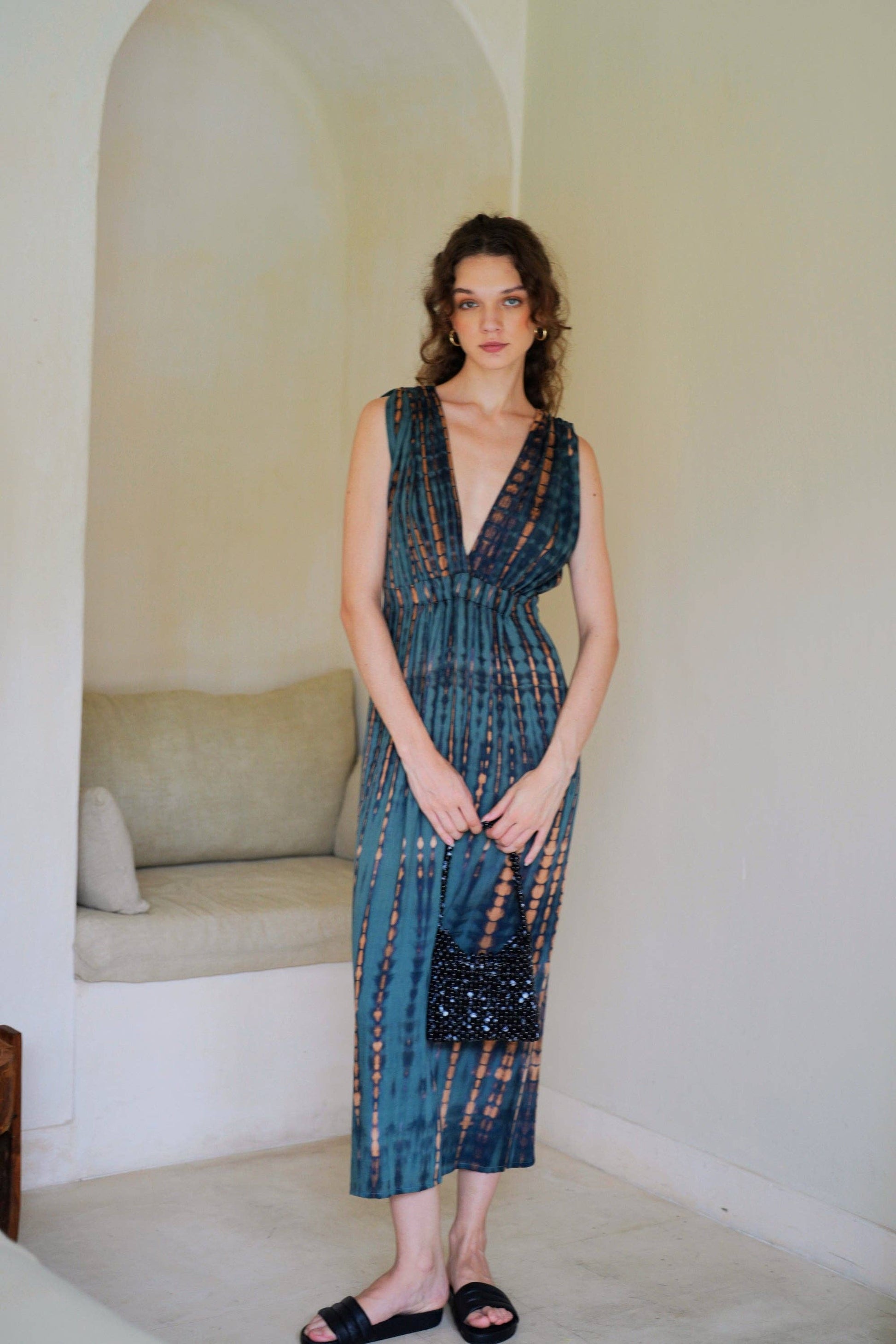 Clara Maxi Slip Dress in Deep Sea Blue - Luxe EQ