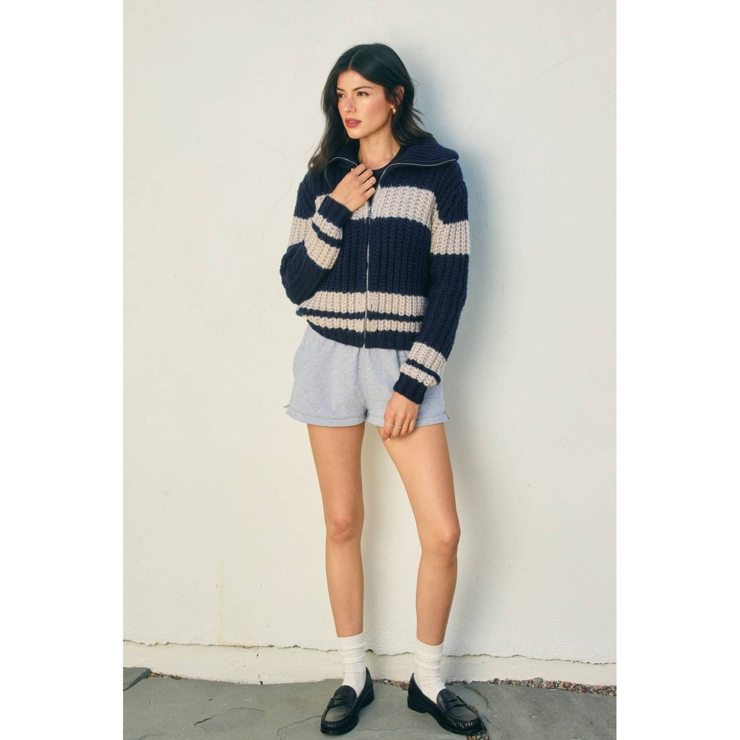 Striped Sweater Jacket - Luxe EQ