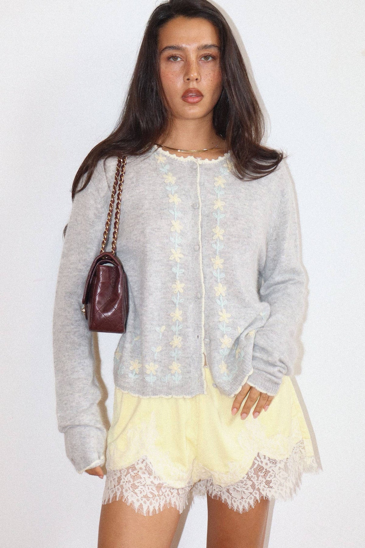 Daisy Embroidered Knit Cardigan