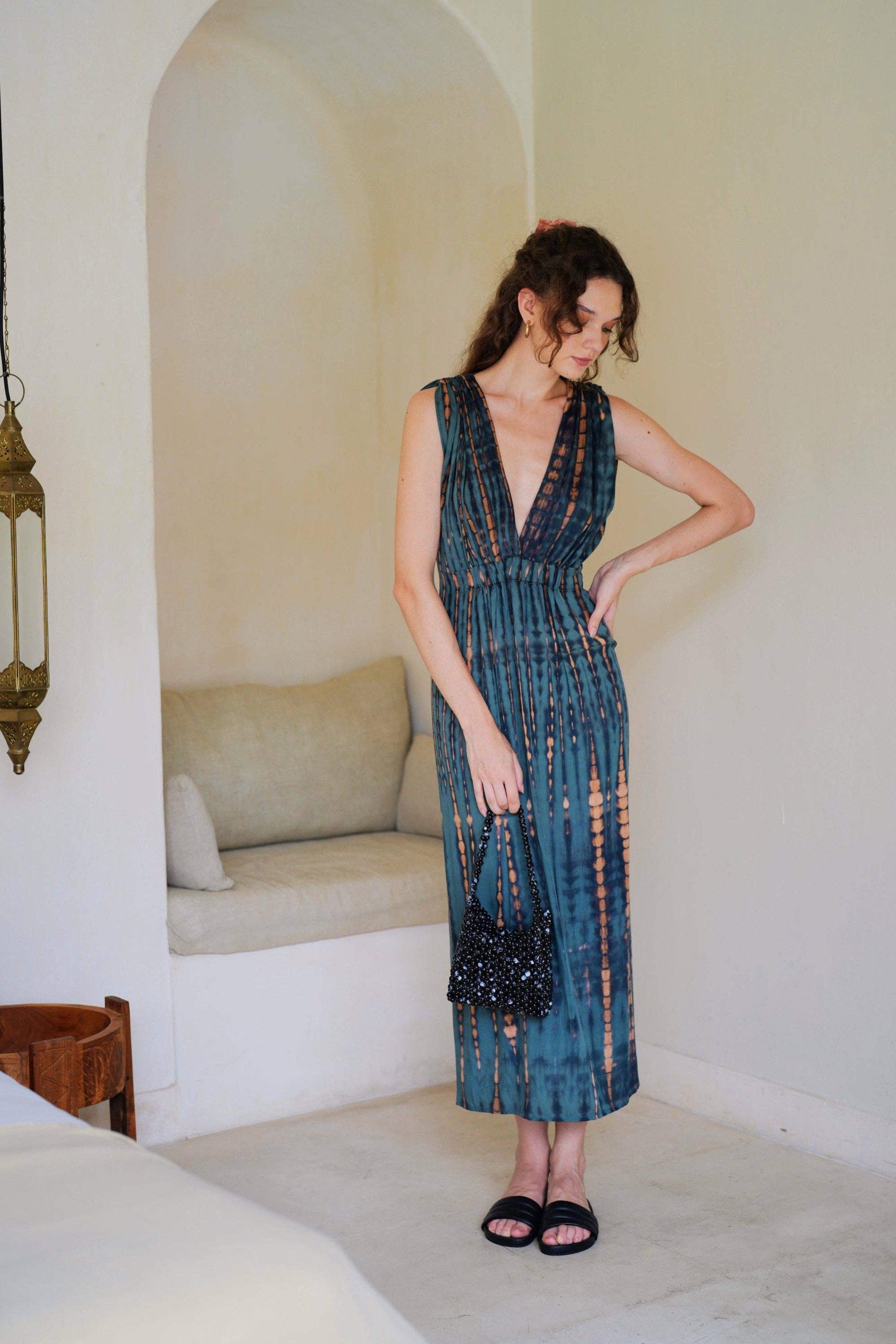 Clara Maxi Slip Dress in Deep Sea Blue - Luxe EQ