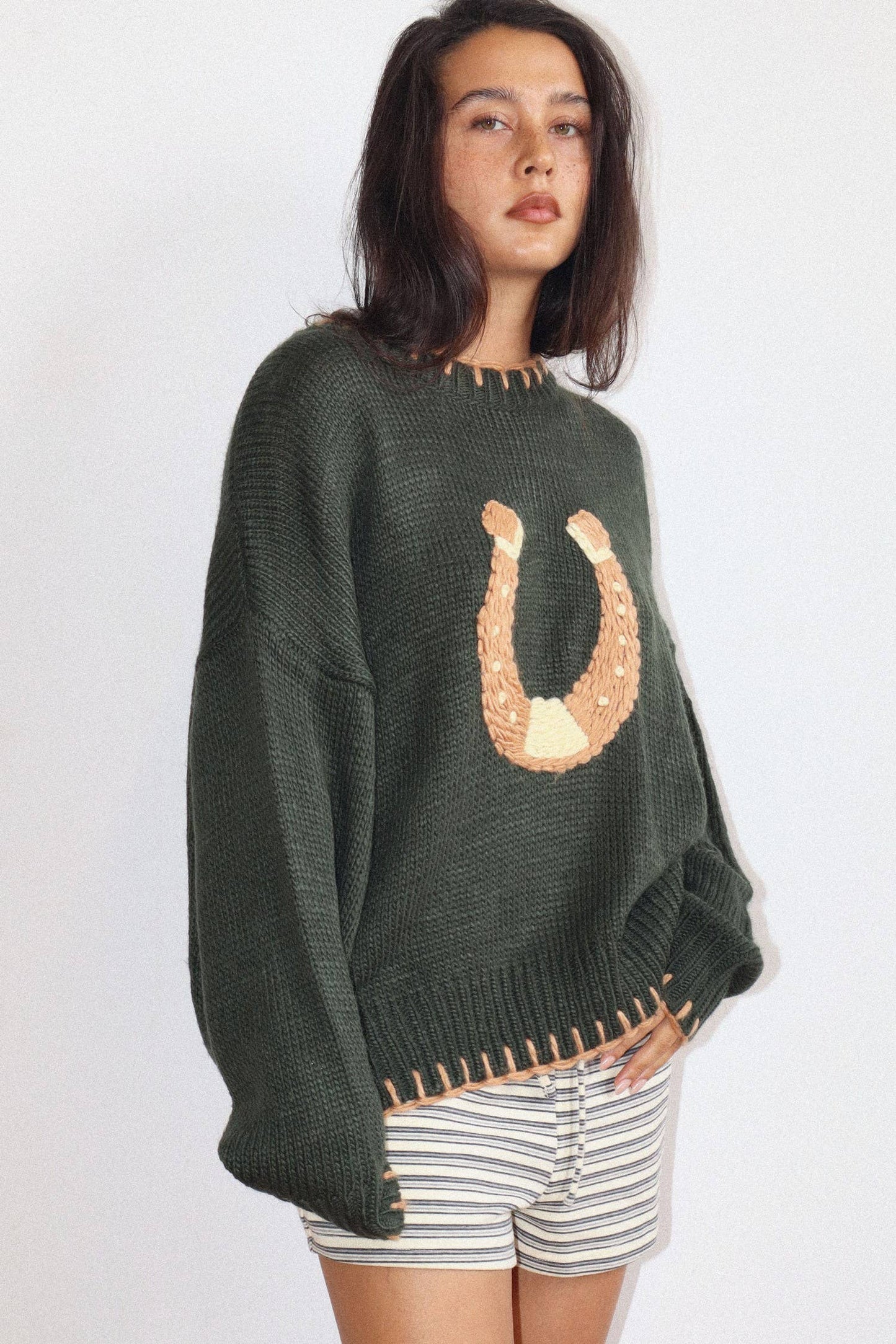 Horseshoe Stitch Oversized Sweater - Luxe EQ