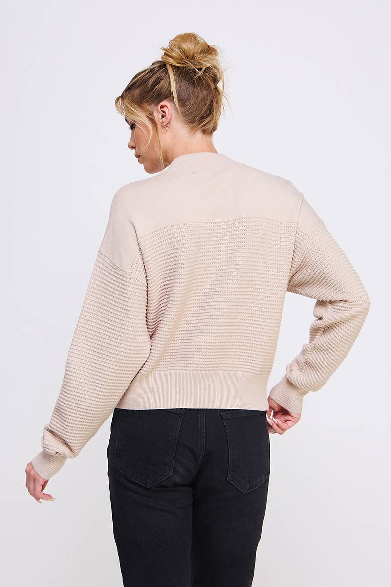 Allie Rose Dolman Half Zip Twin Texture Rib - Luxe EQ