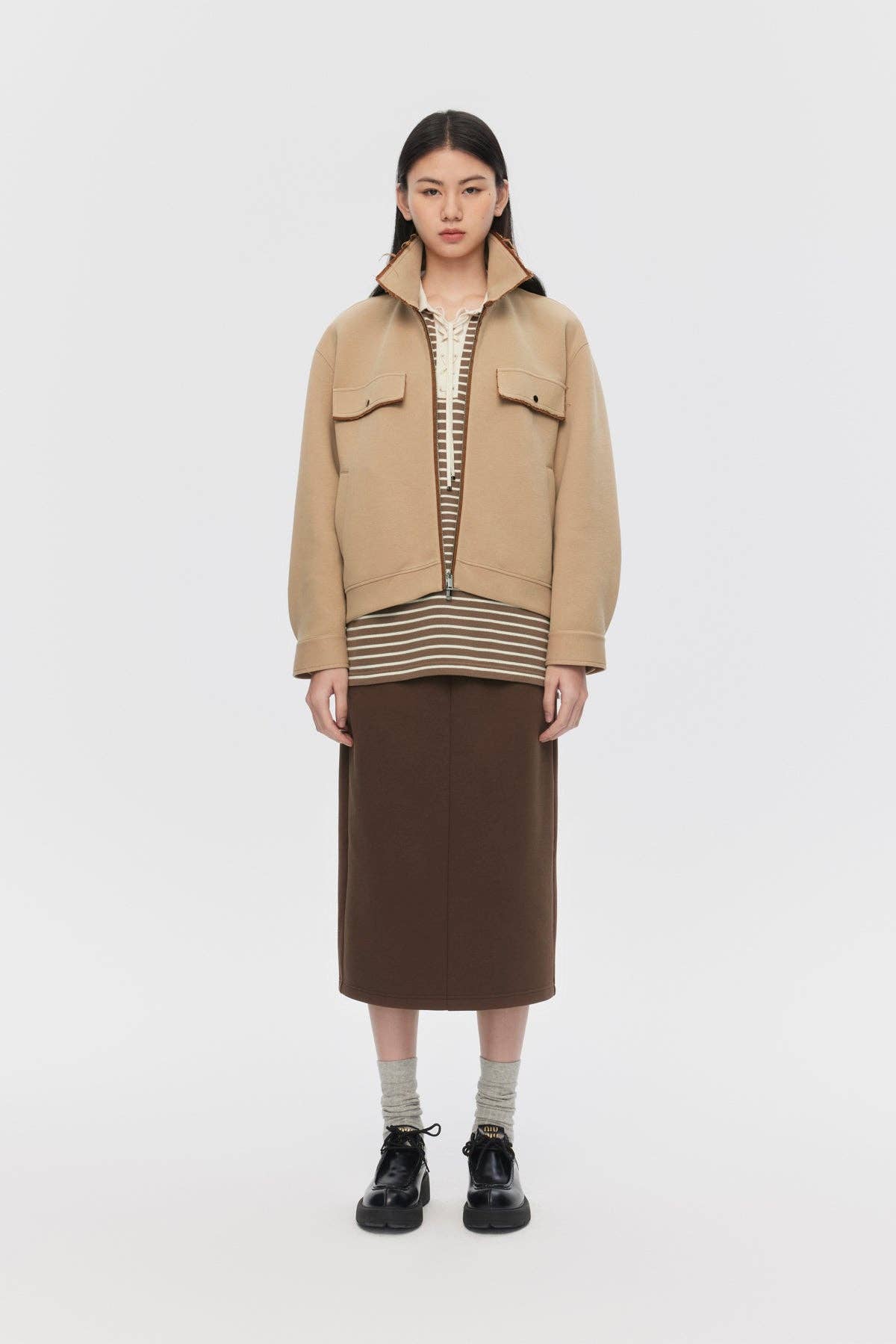 Colorblocked Lapel Jacket