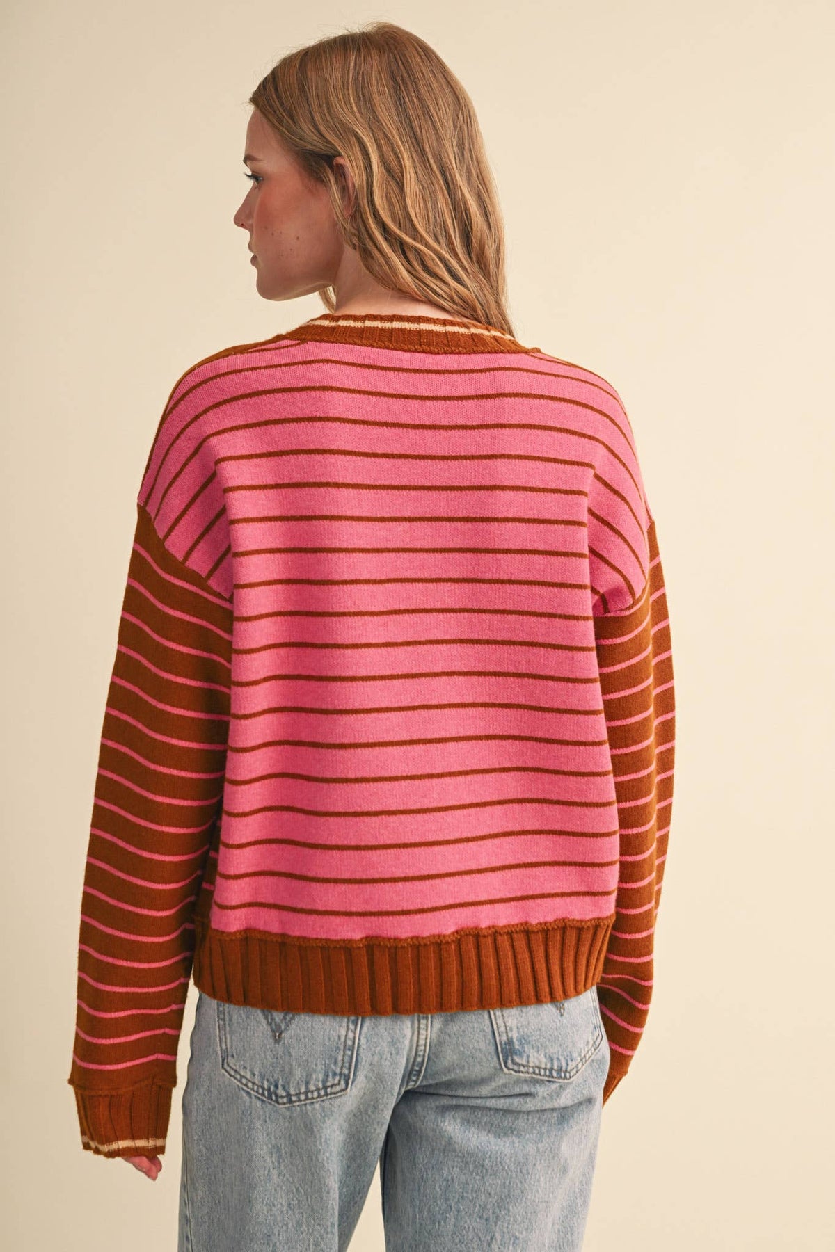 &MERCI HEART STRIPED SWEATER MSW11425