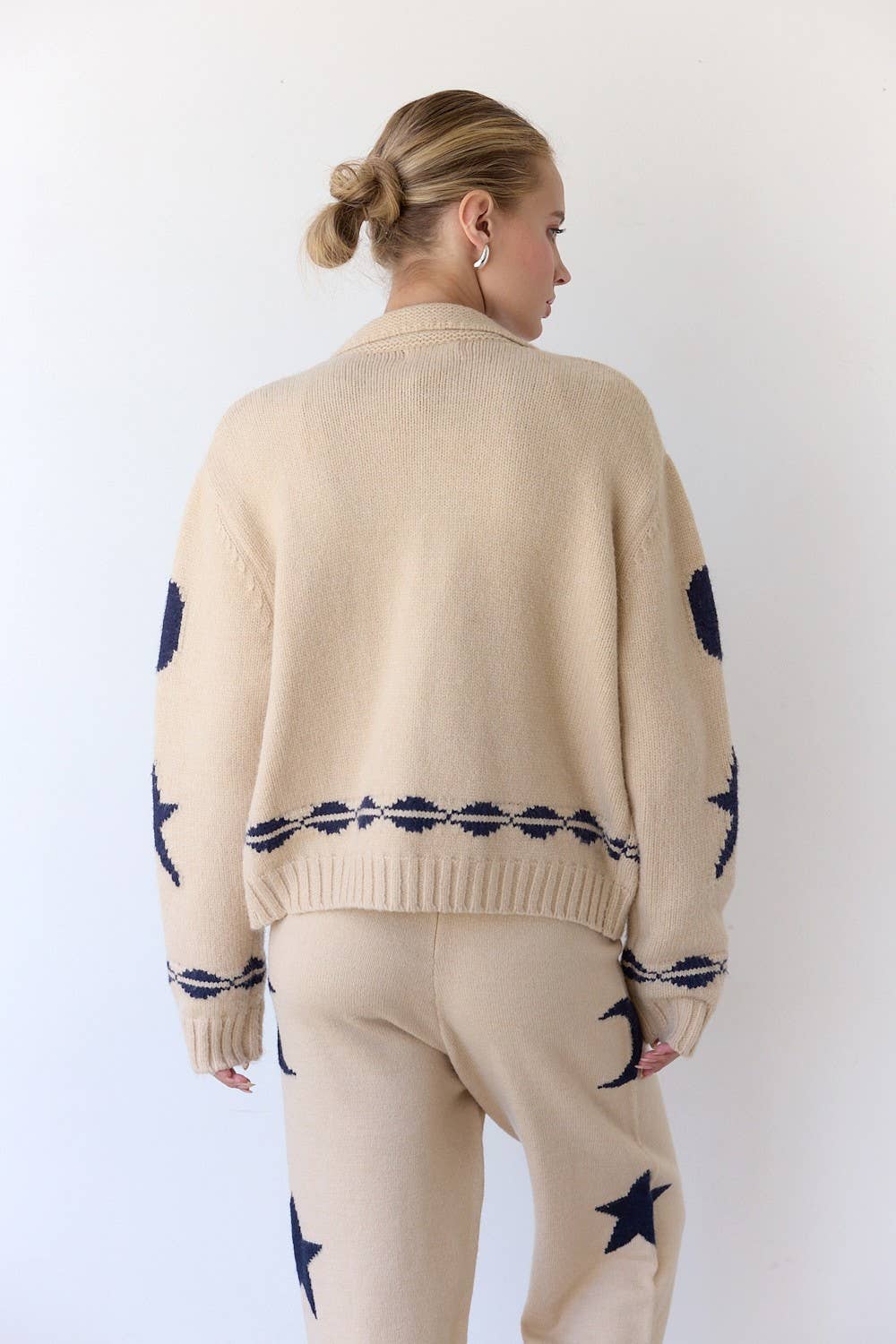 Cozy STAR AND MOON Pattern Zip Sweater Jacket-RSW1001 - Luxe EQ