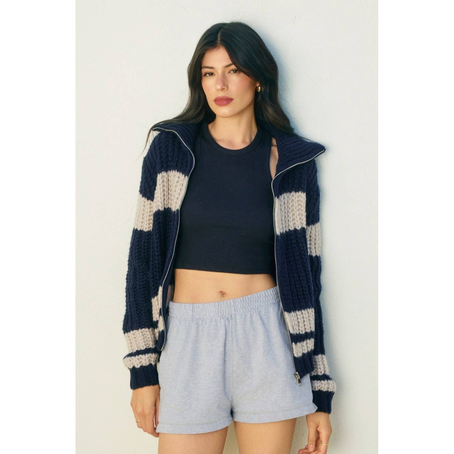Striped Sweater Jacket - Luxe EQ