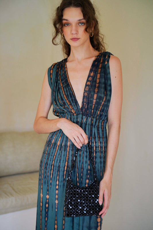 Clara Maxi Slip Dress in Deep Sea Blue - Luxe EQ