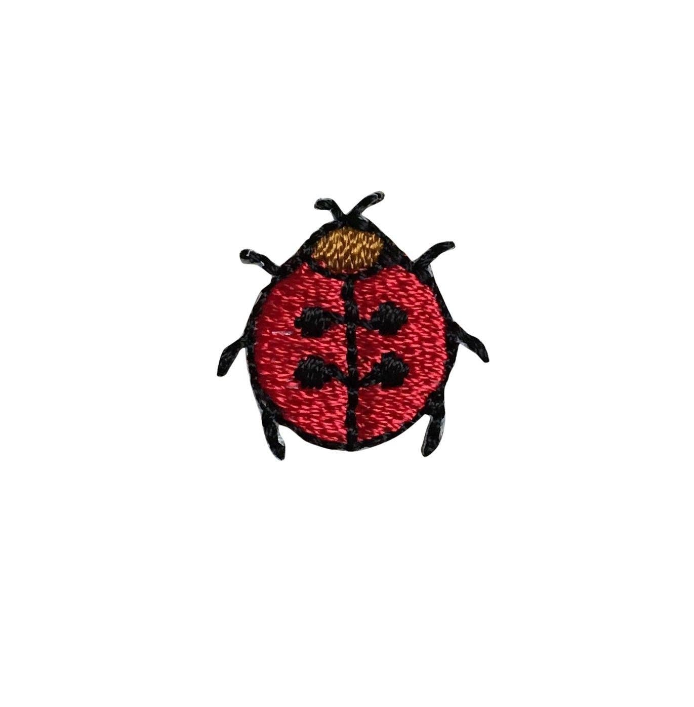 Set of 3, Mini Ladybug - Red/Black/Brown - Iron on Patch