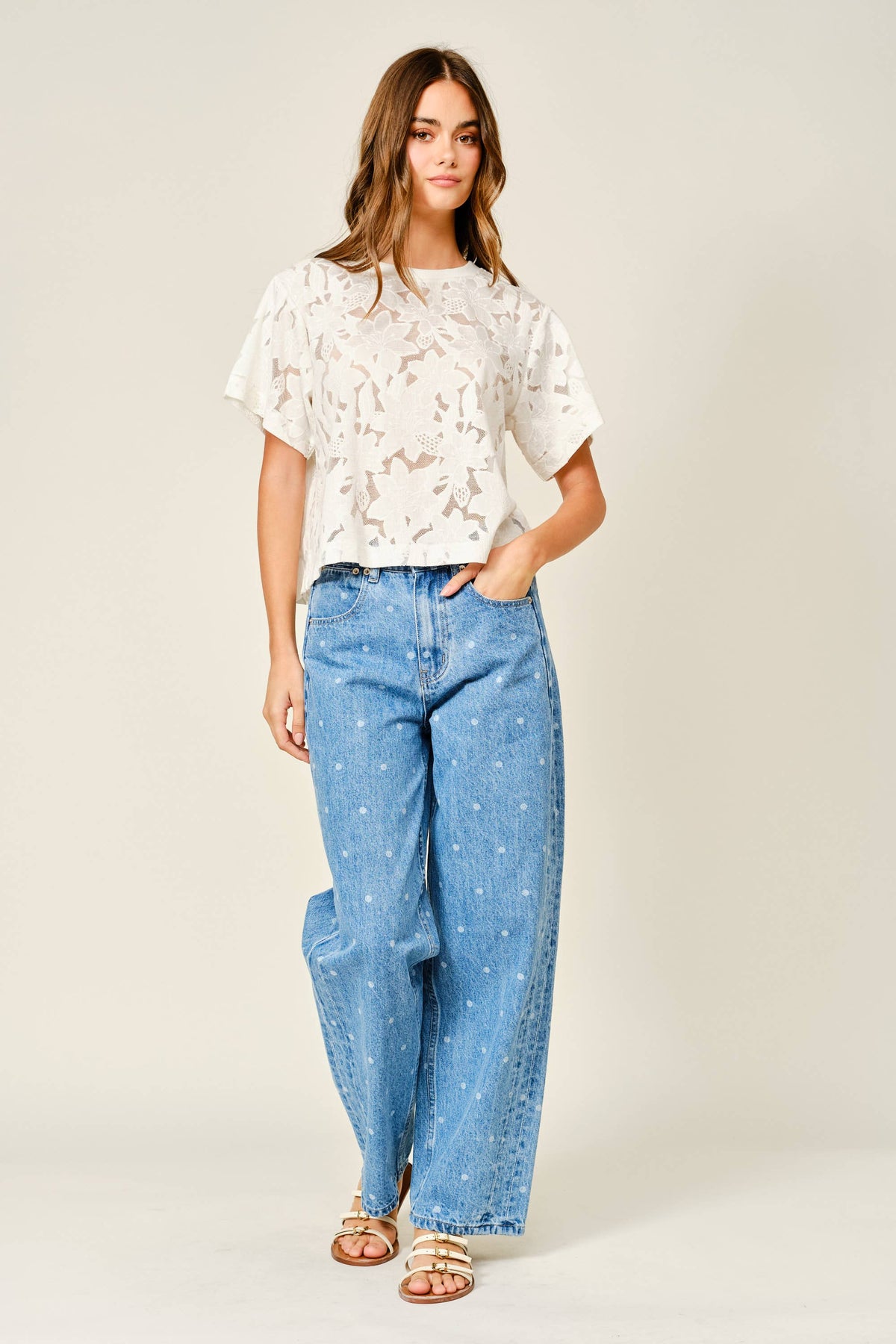 AJT6103 LACE FLORAL T SHIRTS