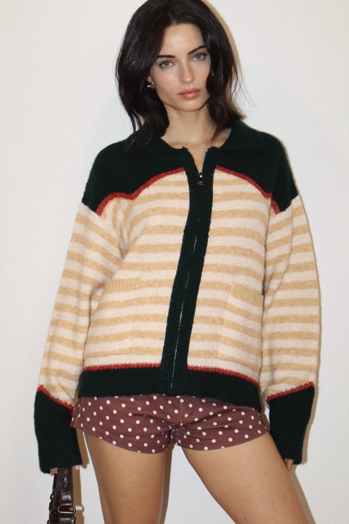 Stripe Zip Knit Sweater