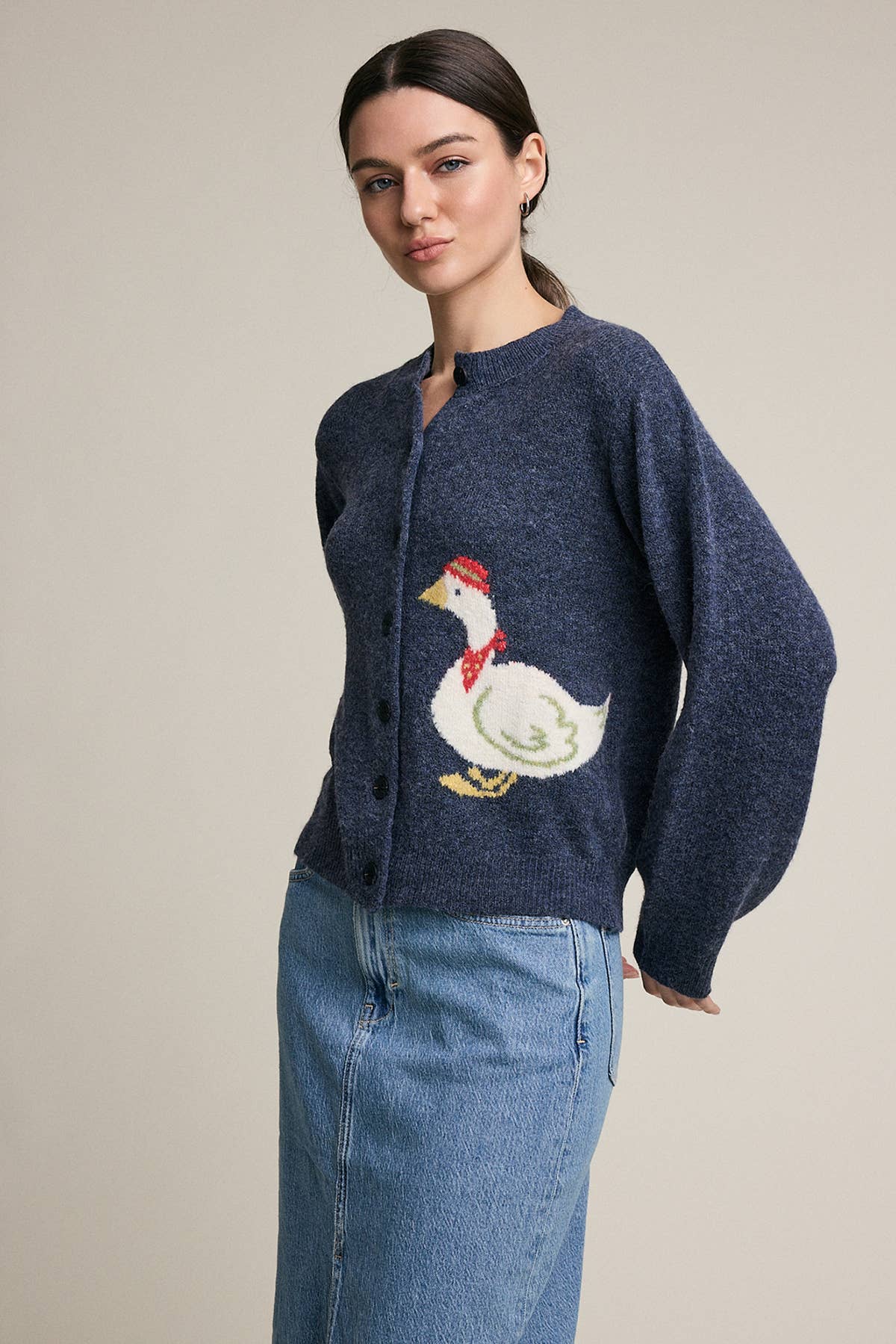 Duck Pattern Button Front Knit Cardigan - RSW1225 - Luxe EQ