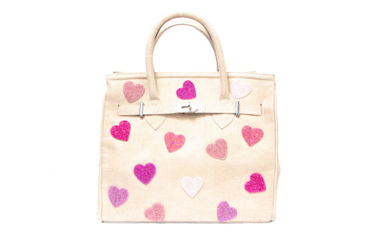 Hand-Beaded Satin-Lined Small Women's Tote Bag
