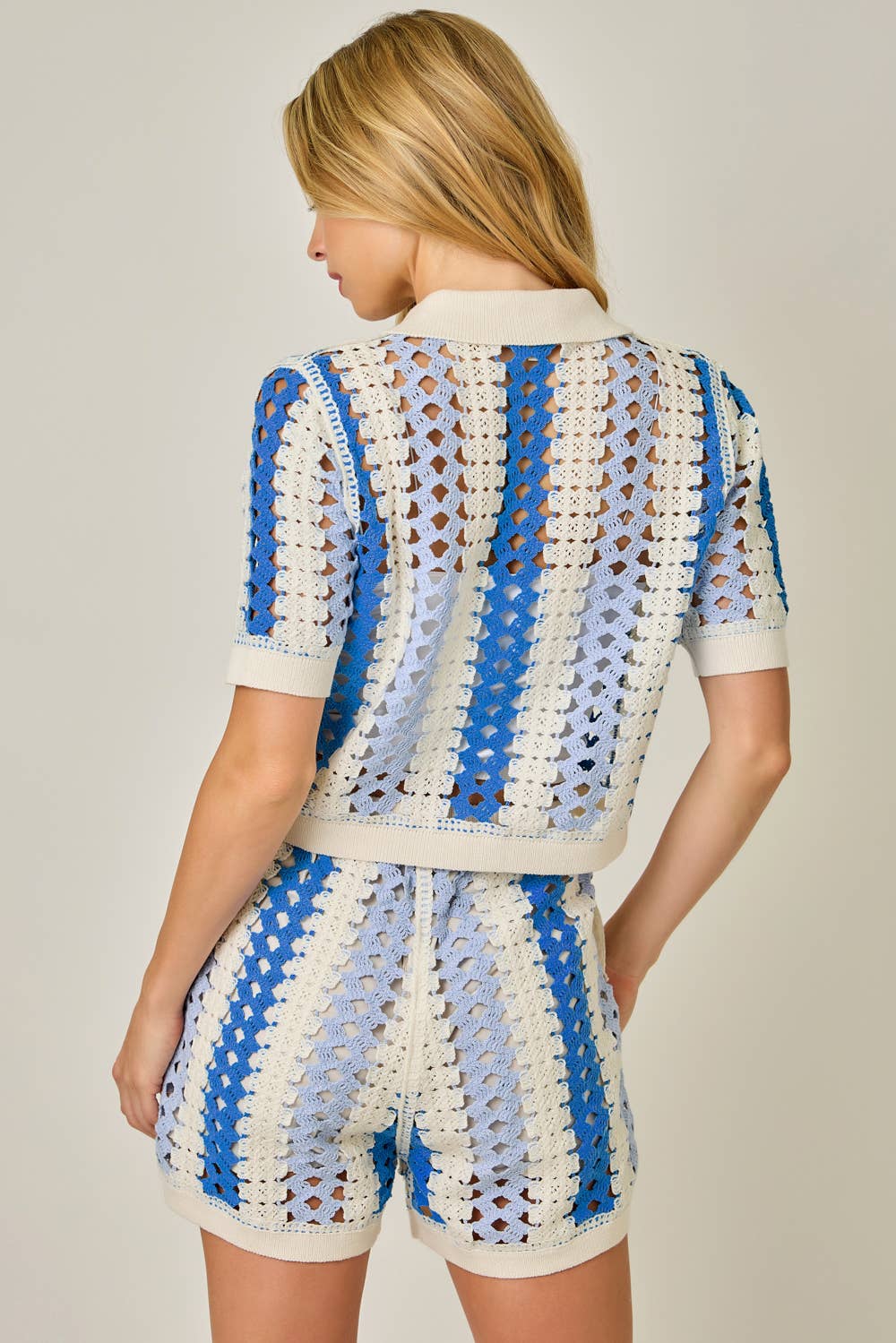 71030 Crochet Buttoned Polo Knit Shirt