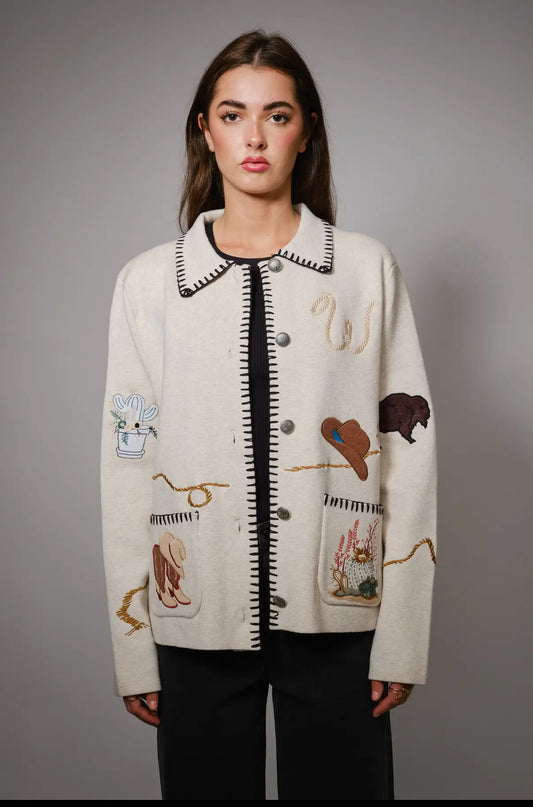 Blue B Western Motif sweater jacket
