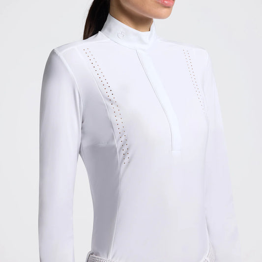 CAVALLERIA TOSCANA CAD279 WOMEN'S LONG SLEEVE PERFORATED JERSEY SHOW SHIRT