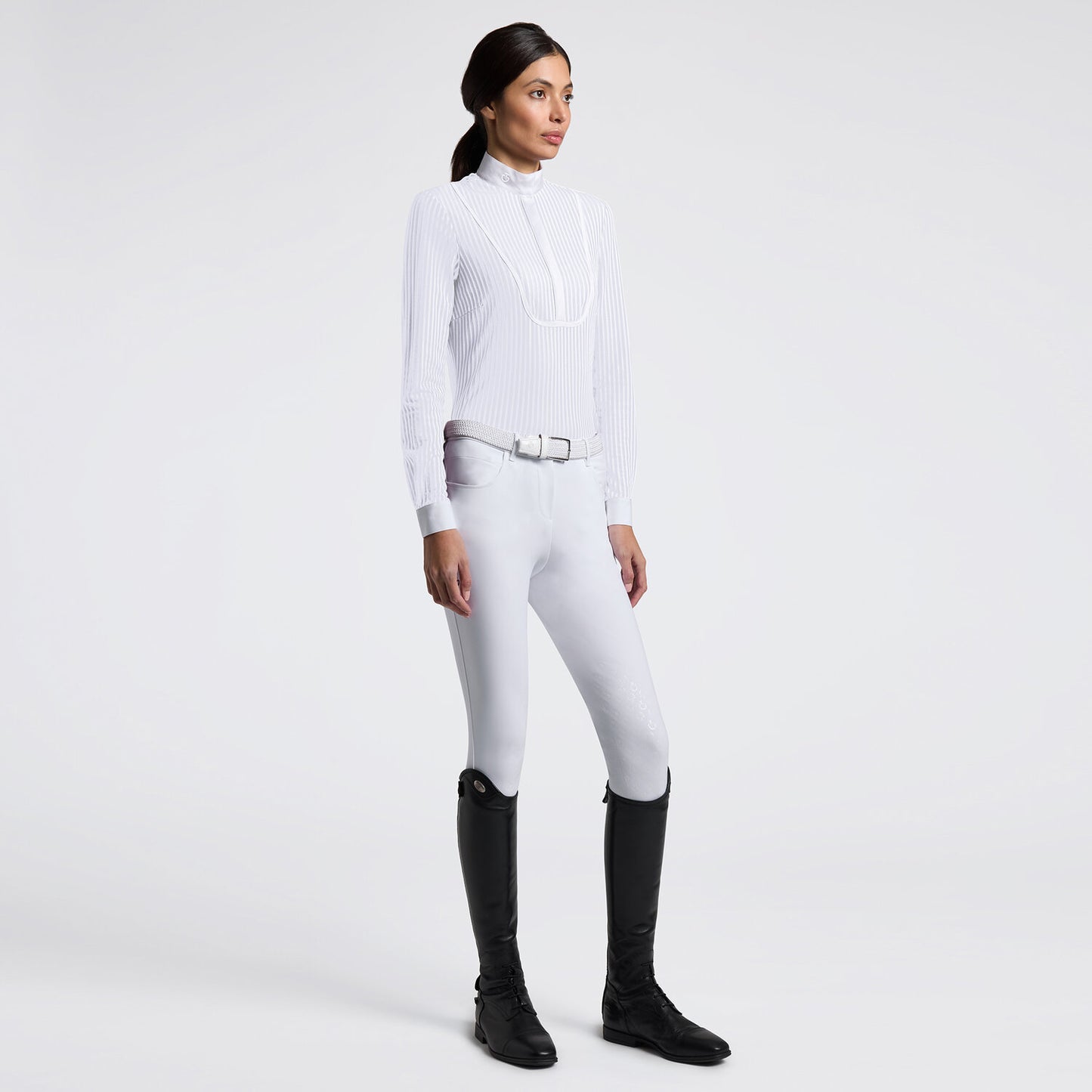 Cavalleria Toscana CAD280_PA098 WOMEN’S LONG SLEEVE COMPETITION SHIRT WITH STRIPED PATTERN