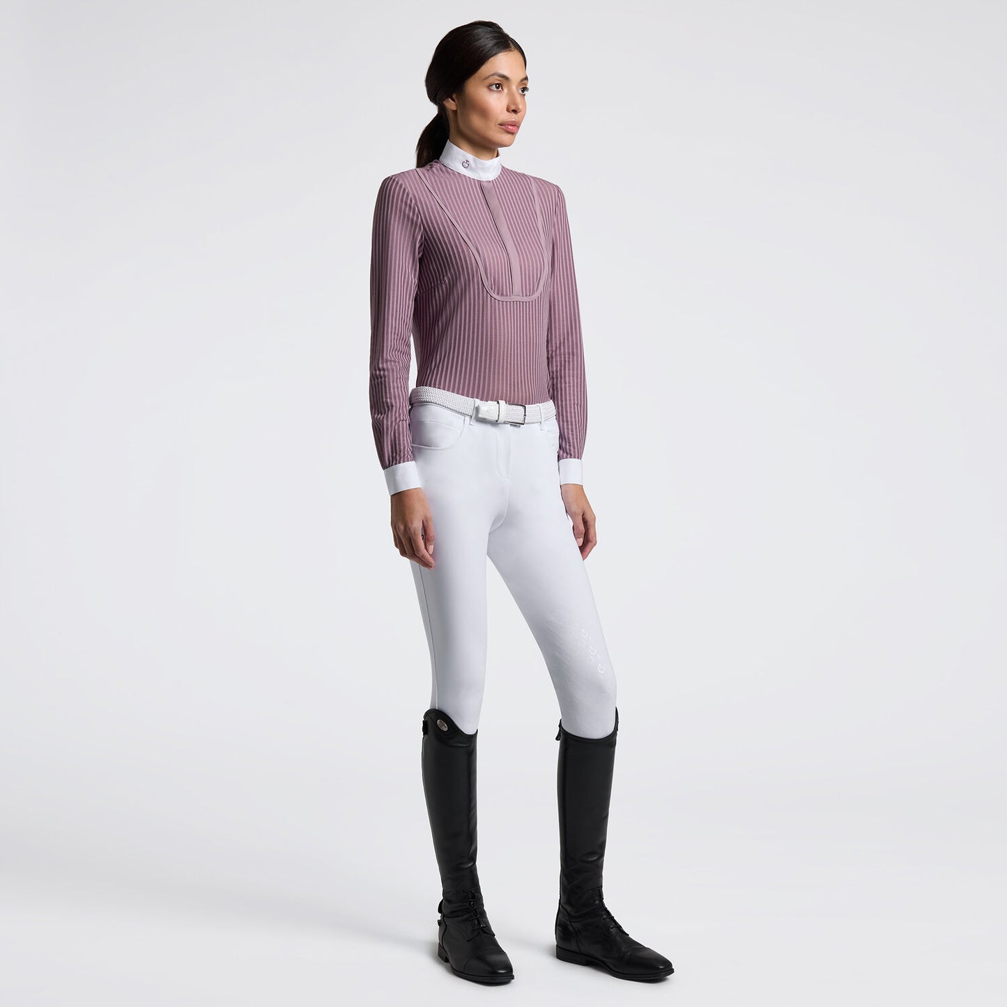 Cavalleria Toscana CAD280_PA098 WOMEN’S LONG SLEEVE COMPETITION SHIRT WITH STRIPED PATTERN